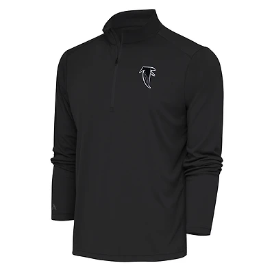 Men's Antigua Charcoal Atlanta Falcons Team Logo Throwback Tribute Quarter-Zip Pullover Top