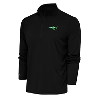 Men's Antigua Black New York Jets Team Logo Throwback Tribute Quarter-Zip Pullover Top