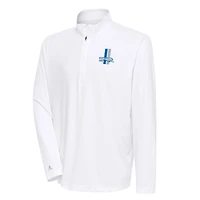 Men's Antigua White Detroit Lions Team Logo Throwback Tribute Quarter-Zip Pullover Top