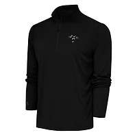 Men's Antigua Black Carolina Panthers Team Logo Throwback Tribute Quarter-Zip Pullover Top