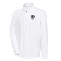 Men's Antigua White Las Vegas Raiders Team Logo Throwback Tribute Quarter-Zip Pullover Top