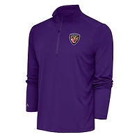 Men's Antigua Purple Baltimore Ravens Team Logo Throwback Tribute Quarter-Zip Pullover Top