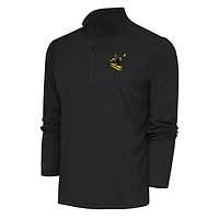 Men's Antigua Charcoal Pittsburgh Steelers Team Logo Throwback Tribute Quarter-Zip Pullover Top