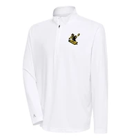 Men's Antigua White Pittsburgh Steelers Team Logo Throwback Tribute Quarter-Zip Pullover Top