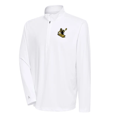 Men's Antigua White Pittsburgh Steelers Team Logo Throwback Tribute Quarter-Zip Pullover Top