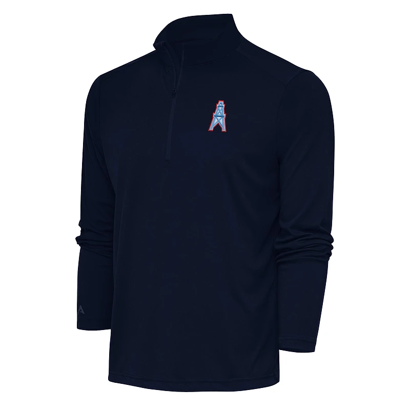 Men's Antigua Houston Oilers Team Logo Throwback Tribute Quarter-Zip Pullover Top
