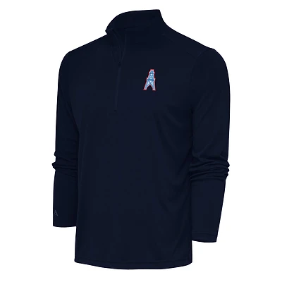 Men's Antigua Houston Oilers Team Logo Throwback Tribute Quarter-Zip Pullover Top