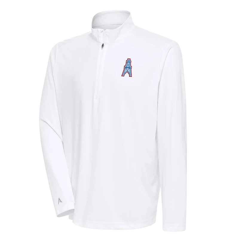Men's Antigua Houston Oilers Team Logo Throwback Tribute Quarter-Zip Pullover Top