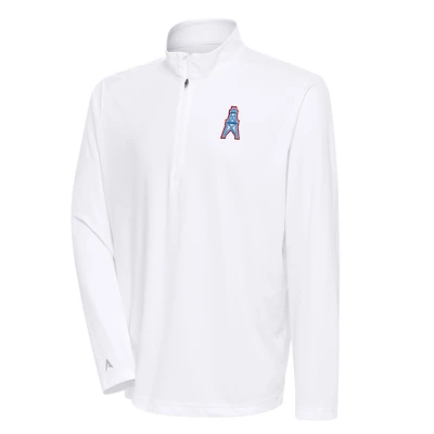 Men's Antigua Houston Oilers Team Logo Throwback Tribute Quarter-Zip Pullover Top