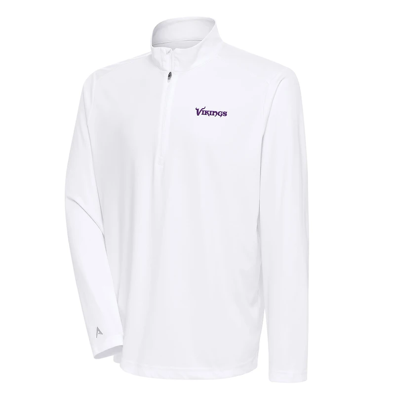 Men's Antigua Minnesota Vikings Team Logo Throwback Tribute Quarter-Zip Pullover Top