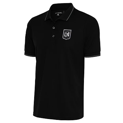 Men's Antigua Black LAFC Brushed Metallic Logo Solid Pique Polo