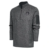 Men's Antigua Heather Charcoal Austin FC Brushed Metallic Logo Fortune Quarter-Zip Pullover Jacket