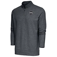 Men's Antigua Heather Charcoal Seattle Sounders FC Brushed Metallic Logo Gambit Quarter-Zip Pullover Top