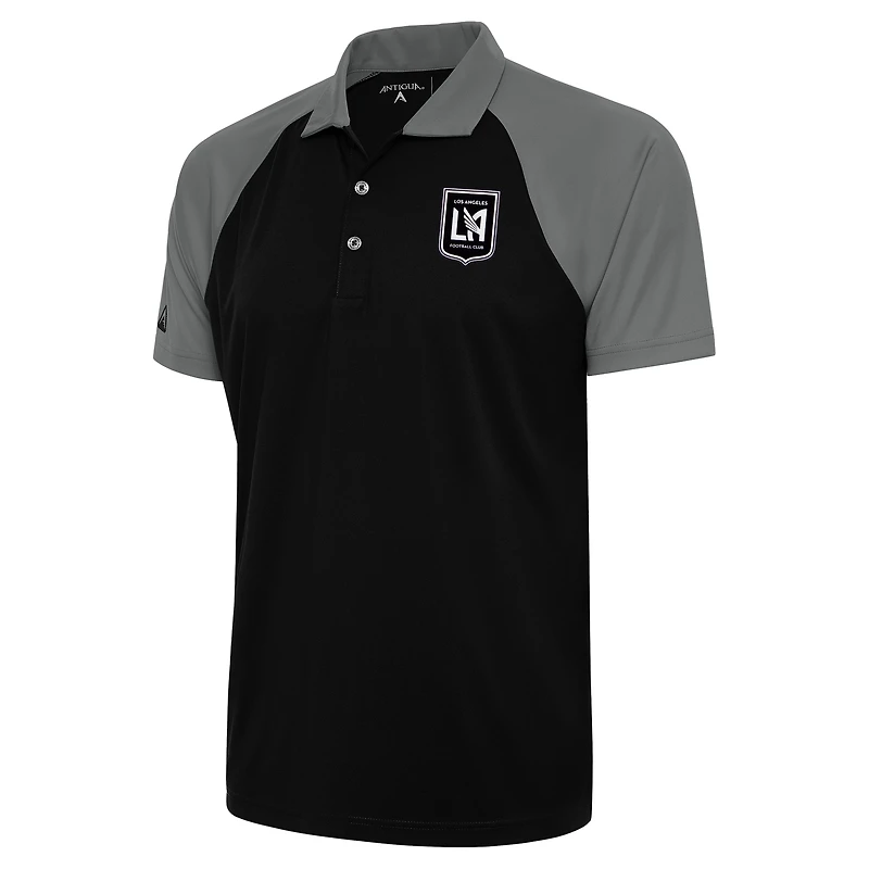 Men's Antigua Black/Steel LAFC Brushed Metallic Logo Nova Polo