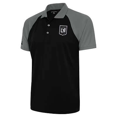 Men's Antigua Black/Steel LAFC Brushed Metallic Logo Nova Polo