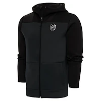 Men's Antigua Black/Charcoal St. Louis City SC Brushed Metallic Logo Protect Full-Zip Hoodie