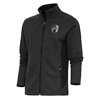 Women's Antigua Heather Black St. Louis City SC Brushed Metallic Logo Course Full-Zip Jacket
