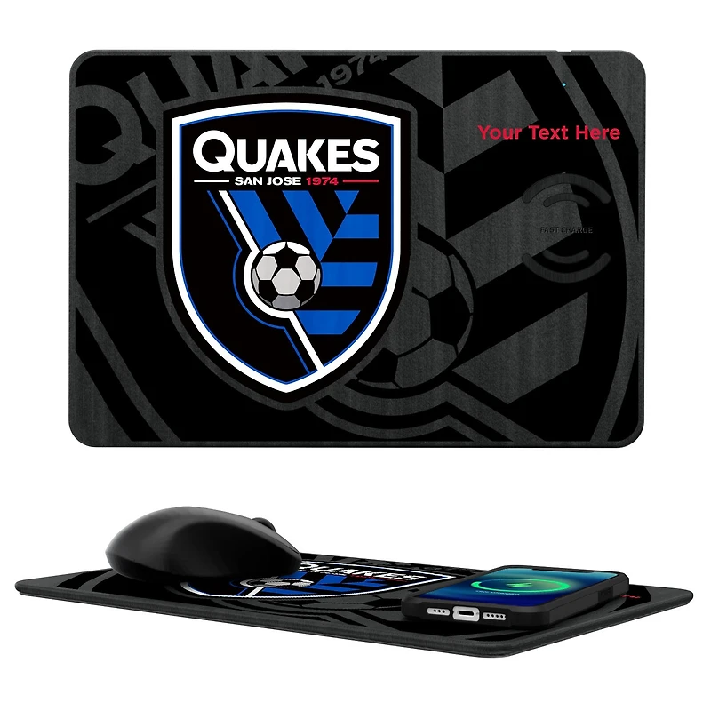 San Jose Earthquakes Personalized Tilt Design Wireless Charger & Mouse Pad