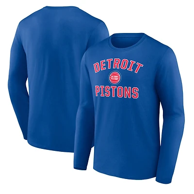 Men's Royal Detroit Pistons Victory Arch Team Long Sleeve T-Shirt