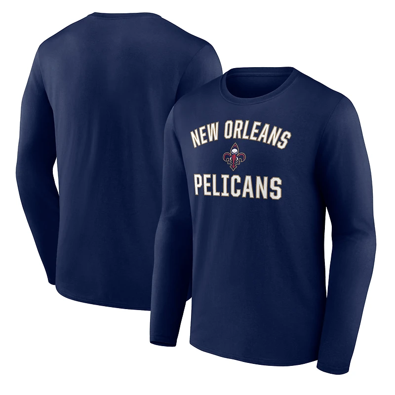 Men's Navy New Orleans Pelicans Victory Arch Team Long Sleeve T-Shirt