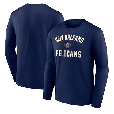 Men's Navy New Orleans Pelicans Victory Arch Team Long Sleeve T-Shirt