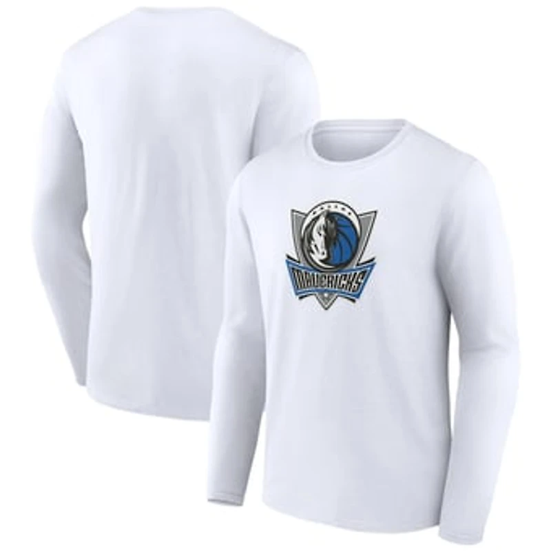 Men's White Dallas Mavericks Alternate Logo Long Sleeve T-Shirt