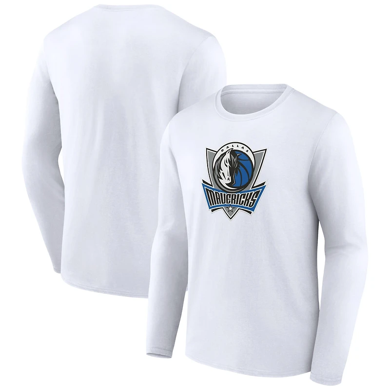 Men's White Dallas Mavericks Alternate Logo Long Sleeve T-Shirt