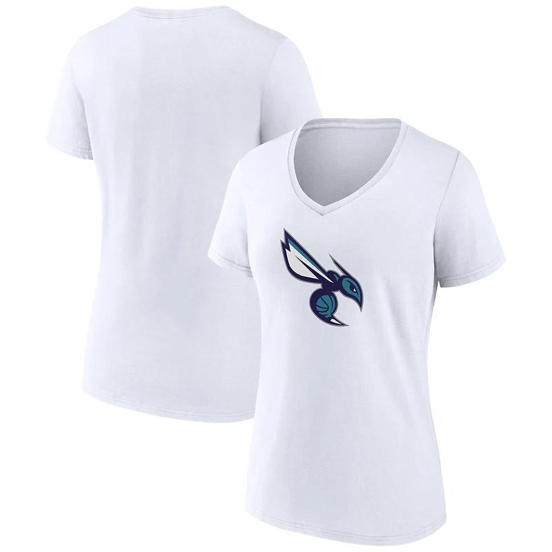 Women's White Charlotte Hornets Alternate Logo V-Neck T-Shirt