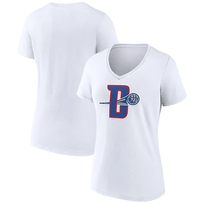 Women's White Detroit Pistons Alternate Logo V-Neck T-Shirt