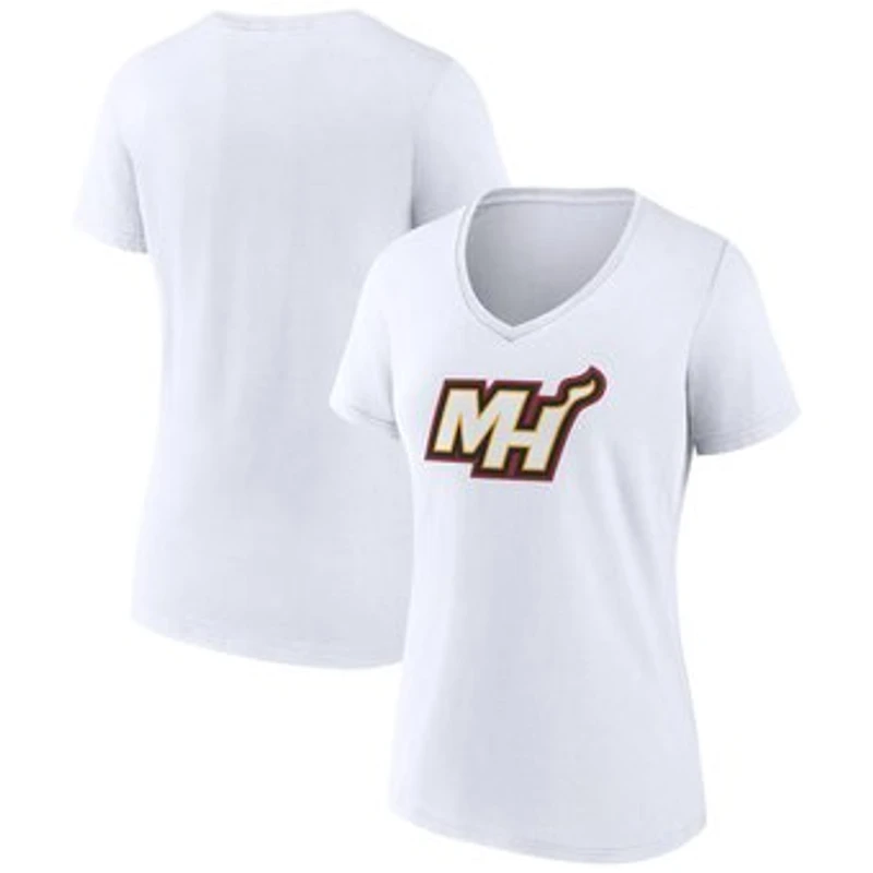 Women's White Miami Heat Alternate Logo V-Neck T-Shirt