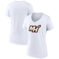 Women's White Miami Heat Alternate Logo V-Neck T-Shirt