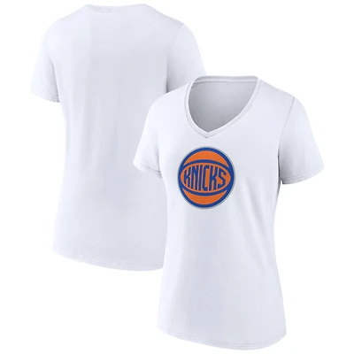 Women's White New York Knicks Alternate Logo V-Neck T-Shirt