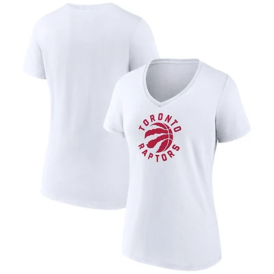 Women's White Toronto Raptors Alternate Logo V-Neck T-Shirt