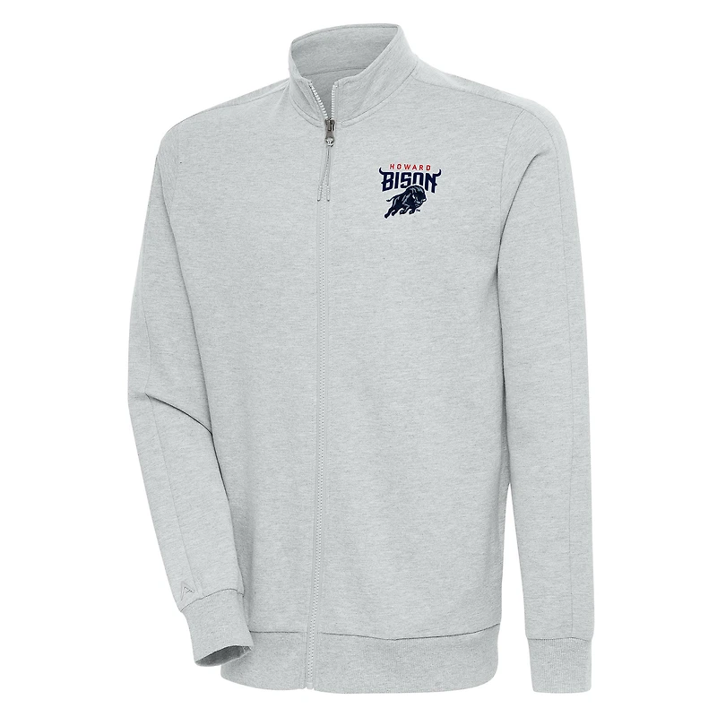 Men's Antigua Heather Gray Howard Bison Action Full-Zip Jacket