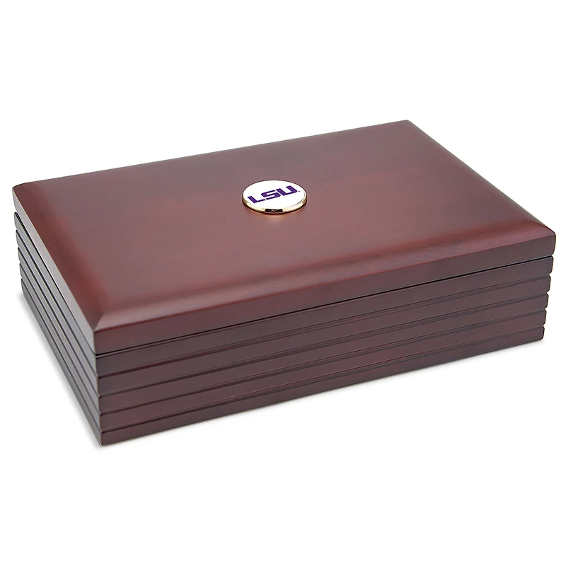 Brown LSU Tigers Team Logo 9'' x 6'' Team Rosewood Desk Box
