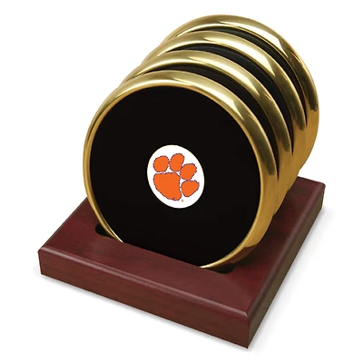 Gold Clemson Tigers Team Logo -Piece Coaster Set