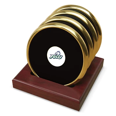 Gold Florida Gulf Coast Eagles Team Logo -Piece Coaster Set
