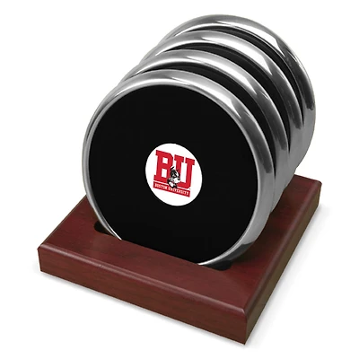 Silver Boston University Team Logo -Piece Coaster Set