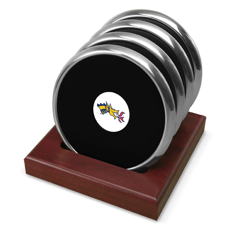 Silver Drexel Dragons Team Logo -Piece Coaster Set