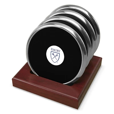 Silver Emory Eagles Team Logo 4-Piece Coaster Set