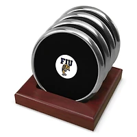 Silver FIU Panthers Team Logo -Piece Coaster Set