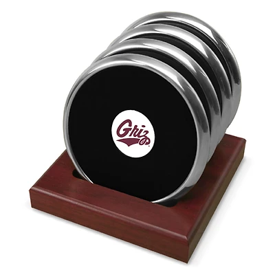 Silver Montana Grizzlies Team Logo -Piece Coaster Set