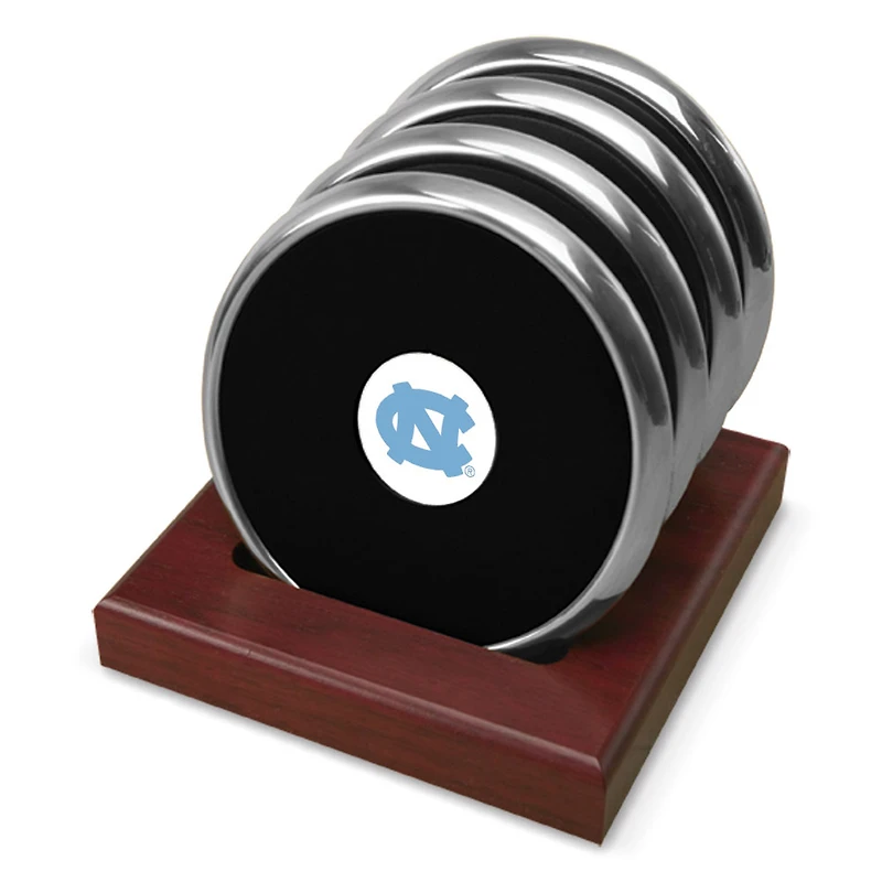 Silver North Carolina Tar Heels Team Logo 4-Piece Coaster Set