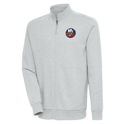 Men's Antigua Heather Gray New York Islanders Action Full-Zip Jacket