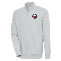 Men's Antigua Heather Gray New York Islanders Action Full-Zip Jacket
