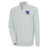 Men's Antigua Heather New York Rangers Action Full-Zip Jacket