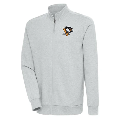 Men's Antigua Heather Gray Pittsburgh Penguins Action Full-Zip Jacket