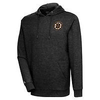 Men's Antigua Heather Black Boston Bruins Action Chenille Pullover Hoodie