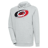Men's Antigua Heather Carolina Hurricanes Logo Action Chenille Pullover Hoodie