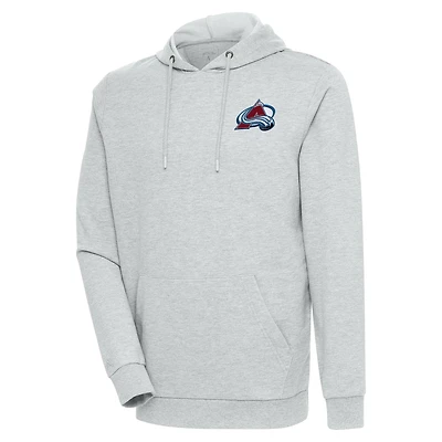 Men's Antigua Heather Gray Colorado Avalanche Action Chenille Pullover Hoodie